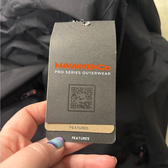 Hawke & Co Hooded Performance Jacket Mens Medium Rain Water Resistant New Black - Picture 7 of 8